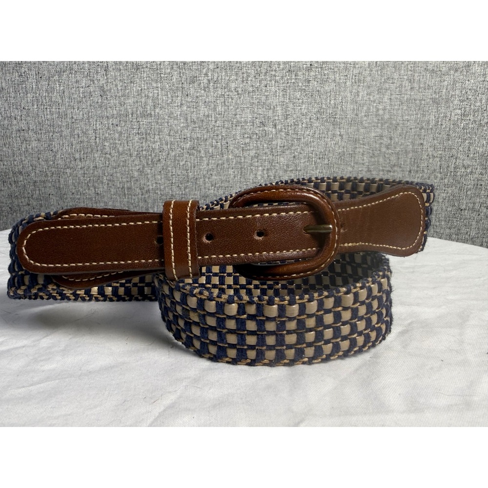Vintage Boys Golf Belt 28in‎ Waist Canvas Navy Leather Chesapeake Leather Works
